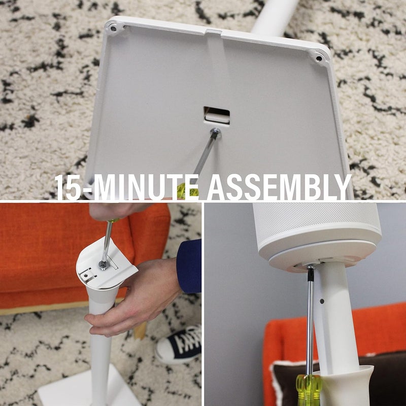 Sanus Speaker Stand for Sonos Era 100™ - Fixed Speaker Stand w/Easy 3 Step Install -Includes All Hardware, Carpet Spikes & Rubber Feet - White - Image 3